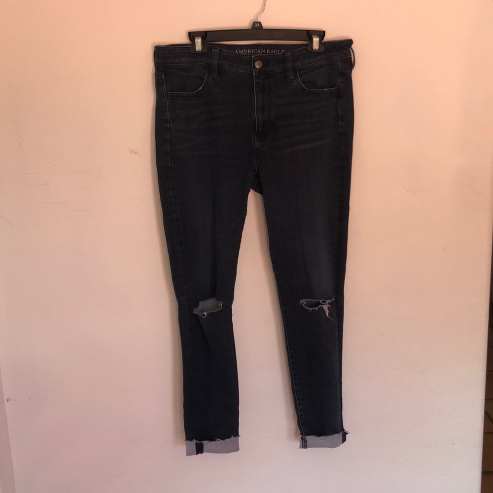 American Eagle high rise jeggings with knee slits
